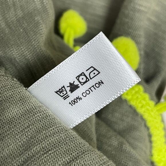 Lisa Todd Sleeveless Top Sz S Green Crisscross Pompom Trim Cotton‎ Boho Festival - Picture 5 of 5